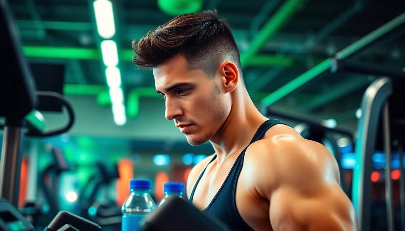 Clenbuterol kaufen im Fitnessstudio: Athletische Person zeigt dynamisches Training.