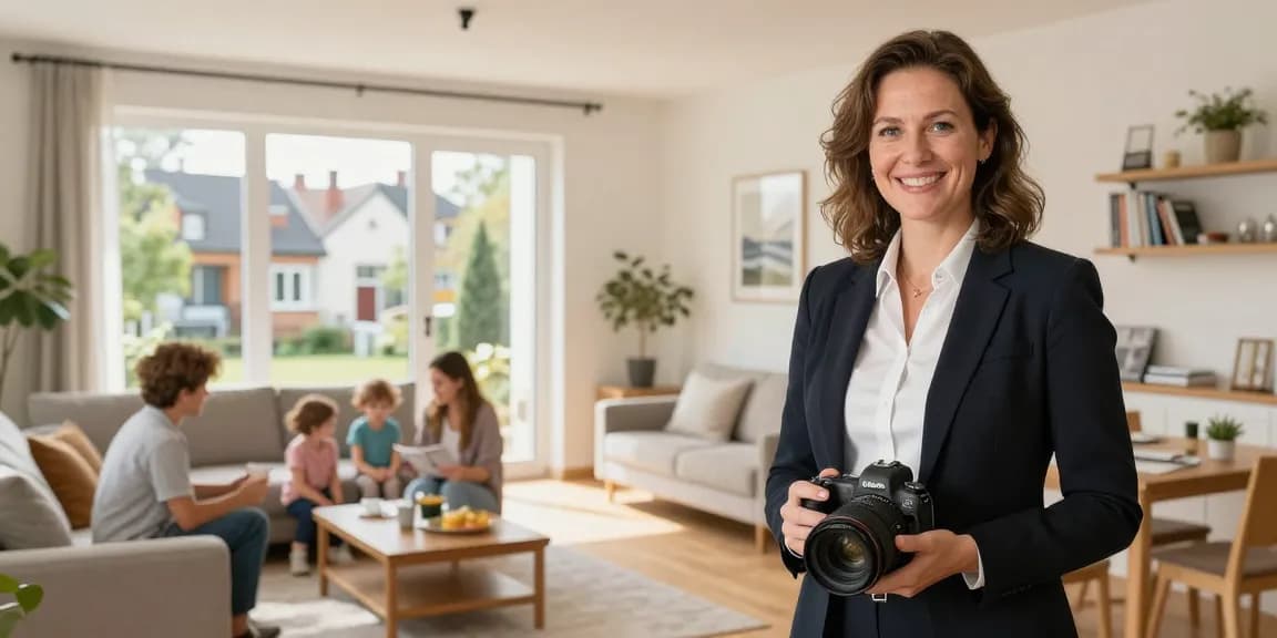Vertrauenswürdiger Makler Düsseldorf zeigt eine charmante Immobilie einer Familie in der Umgebung.