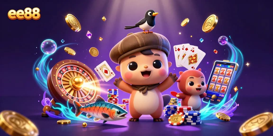 Win big with fun characters at ee88's vibrant gambling scene featuring Nessie and gold coins!