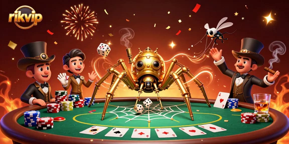 Experience the thrill of rikvip at an extravagant poker scene with unique characters and rich casino elements.