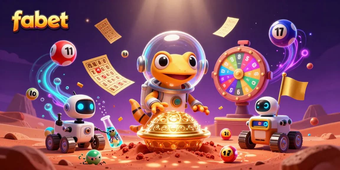 Engage in thrilling gaming with fabet amidst vibrant 3D casino elements and characters