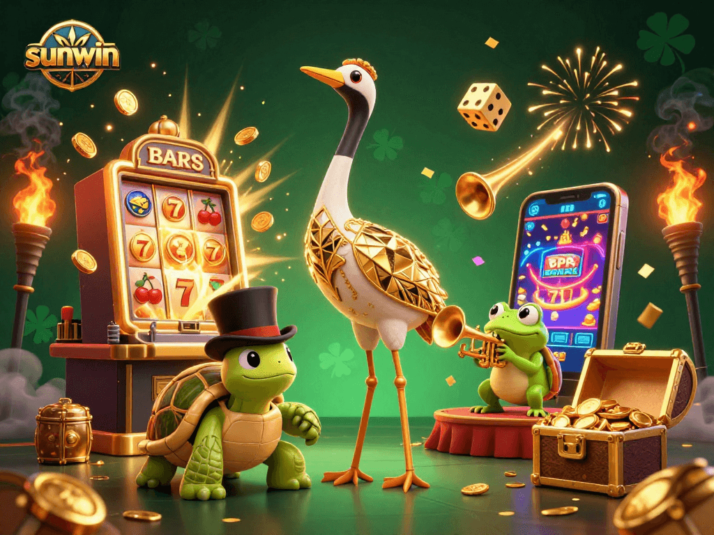 Engage in thrilling gameplay at sunwin with vibrant characters and a jackpot explosion.