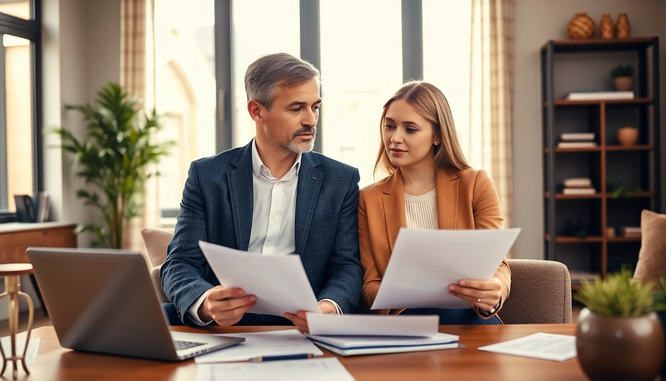 Hausverkauf bei Scheidung: Professional couple discussing real estate options during a divorce