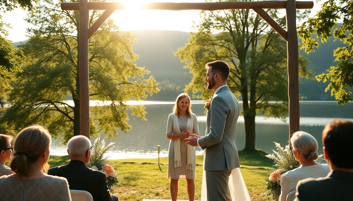 Hochzeitsfotograf Schliersee fängt das Brautpaar in einer traumhaften Zeremonie am See ein.