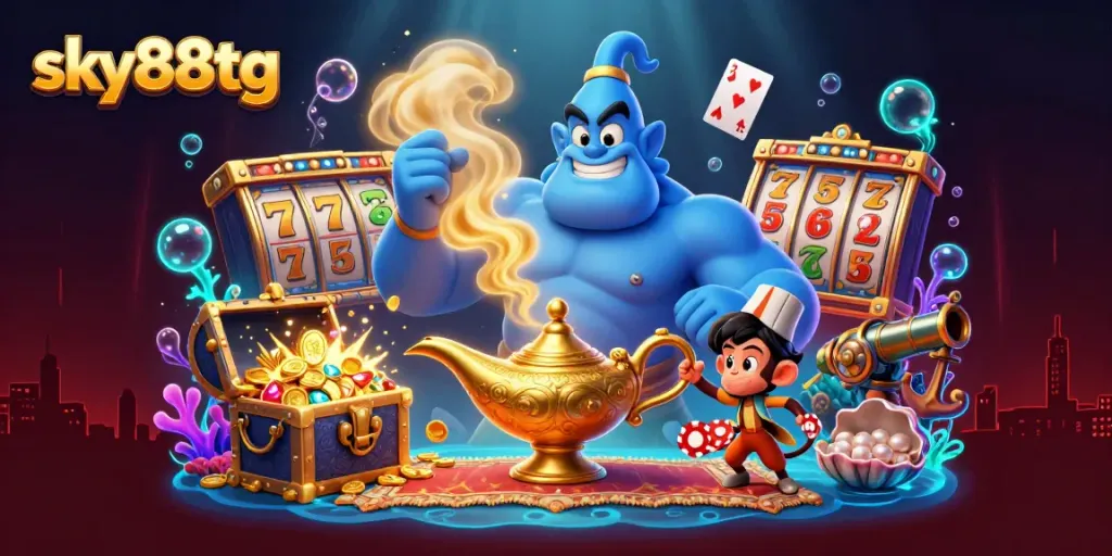 Experience excitement with sky88tg’s genie-filled casino adventure featuring dynamic slot elements and treasures.