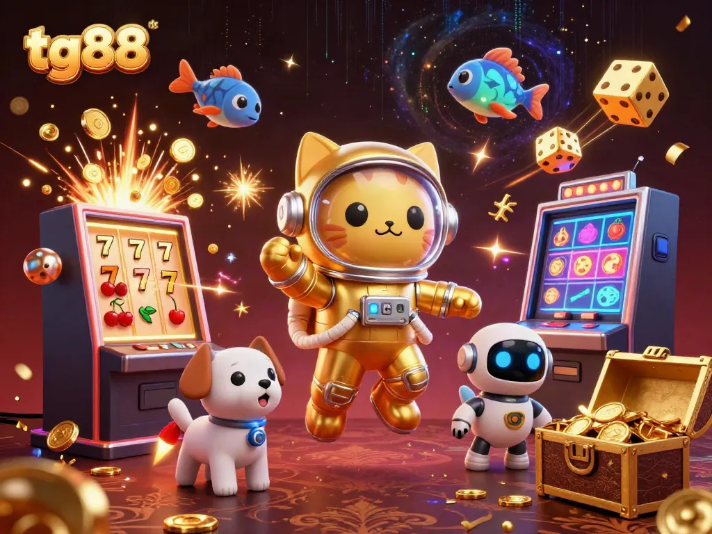 Experience thrilling gameplay at tg88 with vibrant slot machines and dynamic cat characters.