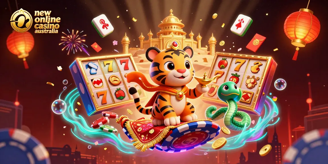 Spin to win at the new online casino Australia with vibrant slot-themed 3D illustration.