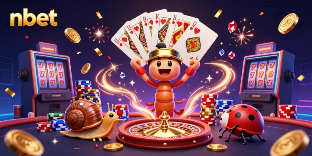 Experience lively gaming action with nbet in this vibrant 3D casino scene.