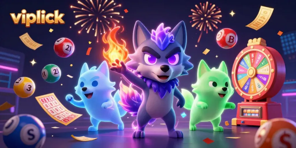 Join the excitement of vipluck casino with vibrant games, glowing wolves, and dynamic prizes!