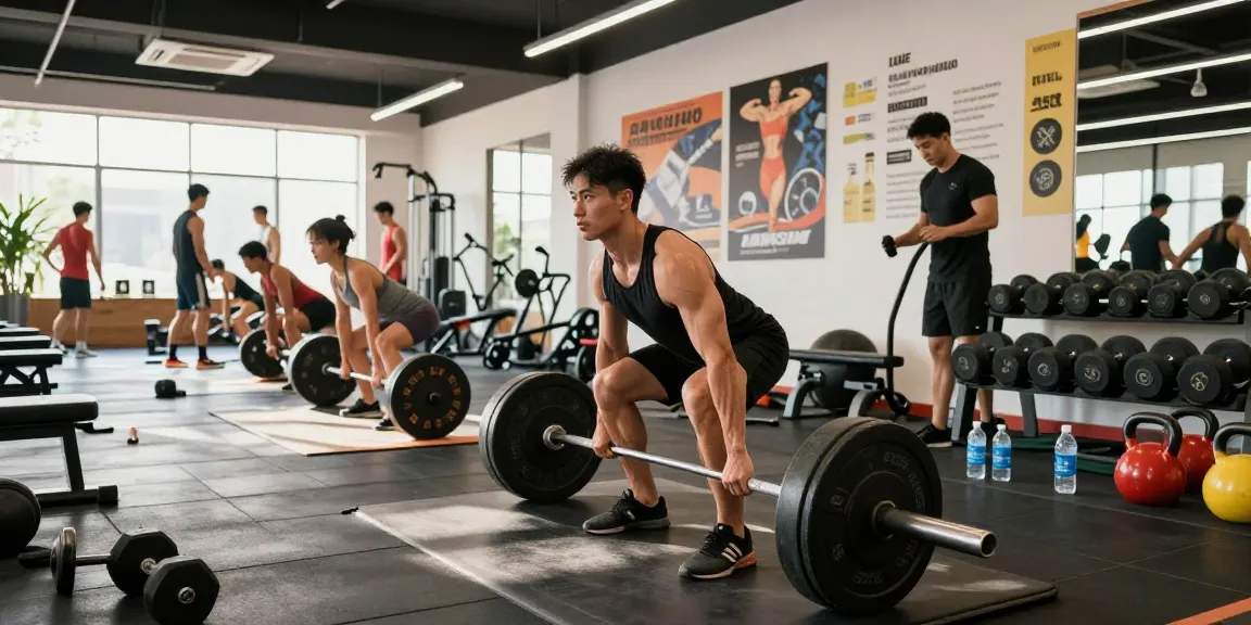 Anabolika Shop Deutschland: Starker Mann hebt Gewichte in einem modernen Fitnessstudio und zeigt Engagement für Fitness und Bodybuilding.