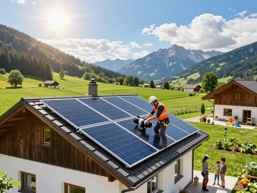 Photovoltaik Bayern Solarpanelinstallation auf einem modernen Zuhause in Bayern.