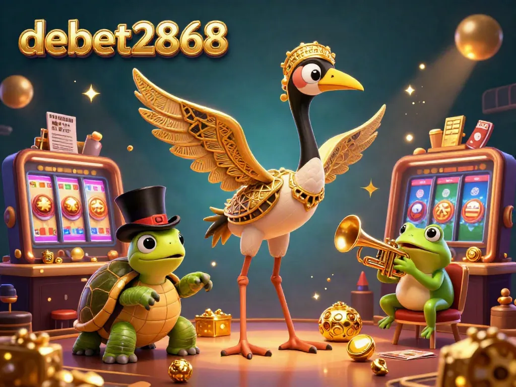 Experience the vibrant online casino scene with debet2868, showcasing exciting gaming elements and engaging characters.