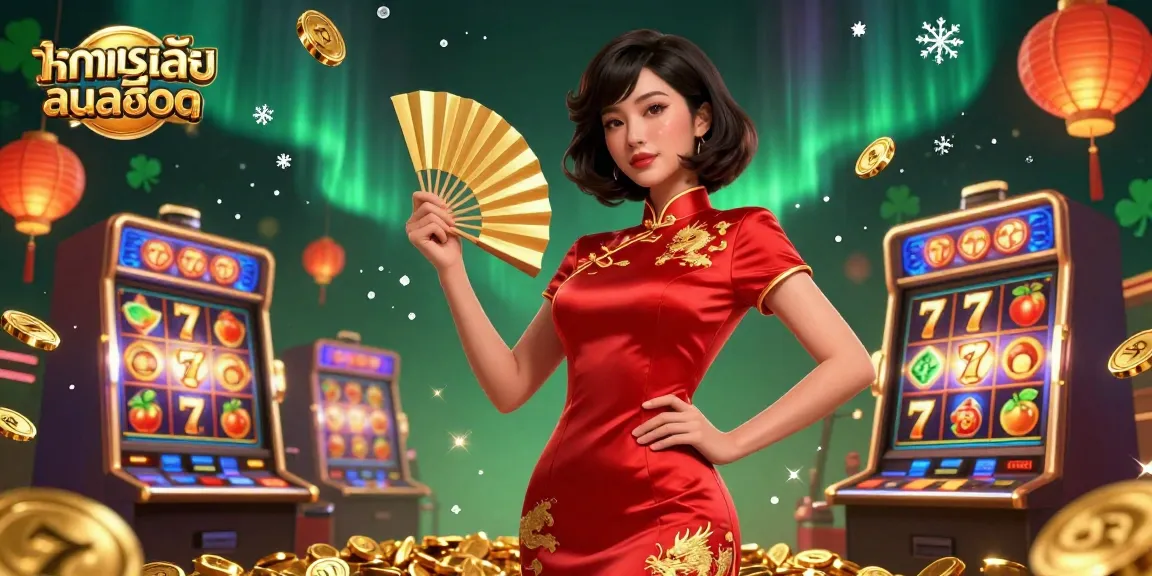 Try out ทดลองเล่นสล็อต with exciting themes and vibrant symbols in this immersive casino illustration.
