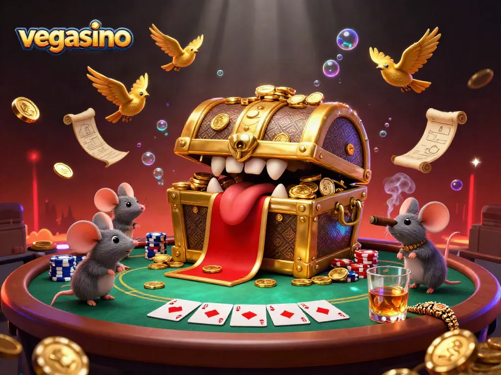 Engage with rich, dynamic scenes at vegasino showcasing colorful poker action and treasure lures.