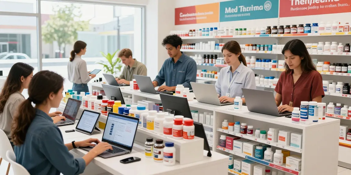 Kunden, die online im Medi Pharma Shop für Gesundheitsprodukte und Steroide einkaufen.