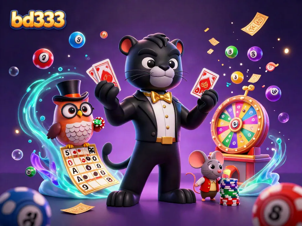 Experience thrilling gameplay with bd333's cartoon characters engaged in a vibrant casino scene filled with dynamic elements.