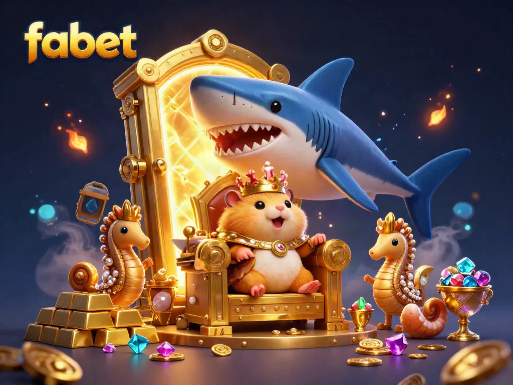 Engage with fabet's gaming magic featuring a golden hamster king and treasure vault in vibrant 3D.