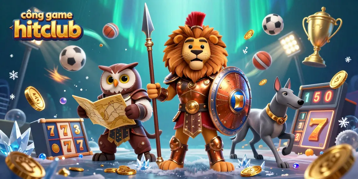 Experience thrilling games at cổng game hitclub with our engaging online casino scene featuring vibrant characters.